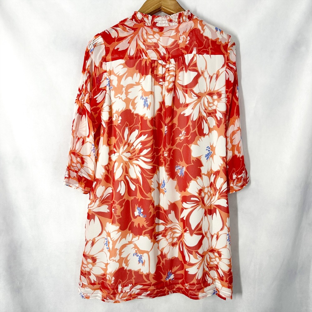 Diane von Furstenberg 100% Silk Chiffon 3/4 Sleeve Red Dress Womens Size 6 - Picture 9 of 15